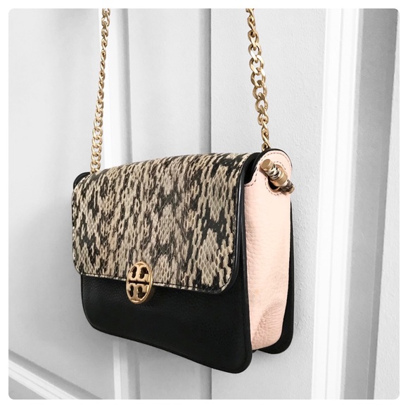 TORY Burch Chelsea Colorblock Snake Classic Flap Mini Crossbody Bag - Picture 5 of 16